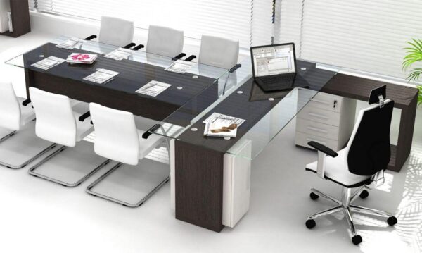 Луксозно офис бюро с помощен плот Solid 207.5x165